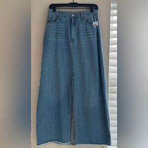 Classic Blue Denim Maxi Skirt